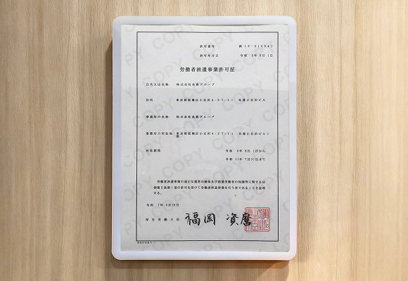 労働者派遣事業許可証